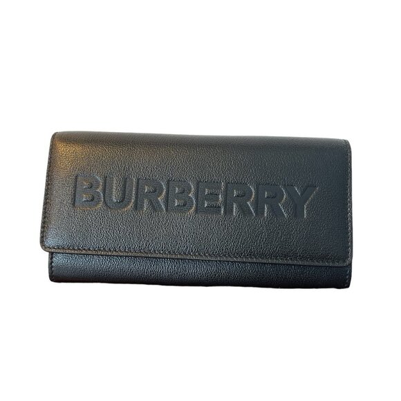 Burberry Porter Women's Black Leather Flap Wallet 8052831 1 - Picture 1 of 14